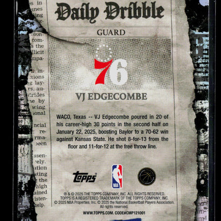 2025 Topps Daily Dribble VJ Edgecombe #DD-33