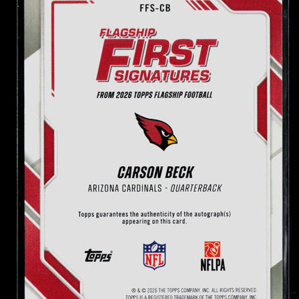 2026 Topps Flagship First Signatures Carson Beck #FFS-CB RC Auto