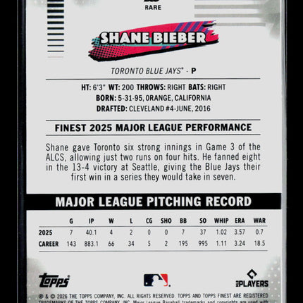 2026 Topps Finest Shane Bieber #265