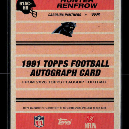 2026 Topps Flagship Football Hunter Renfrow #91AC-HR Orange 07/25 Auto