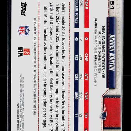 2026 Topps Behren Morton #351 RC Auto