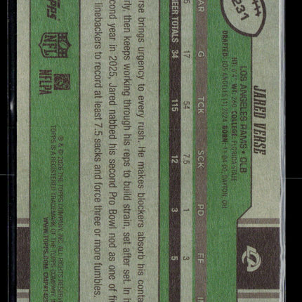 2026 Topps Football Jared Verse #231 Green Border 39/99