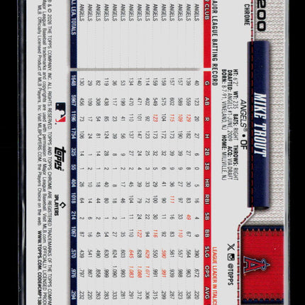 2026 Topps Chrome Mike Trout #200 Black Border 01/10