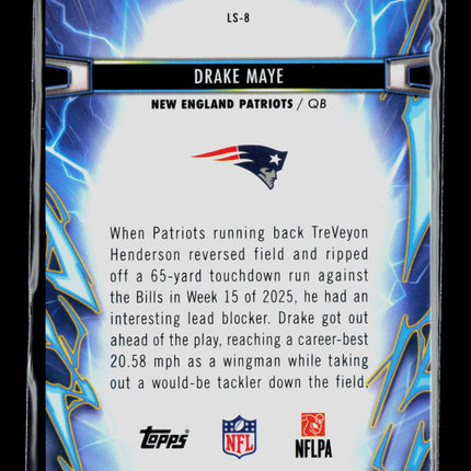 2025 Topps Chrome Light Speed Drake Maye #LS-8 Gold 01/50