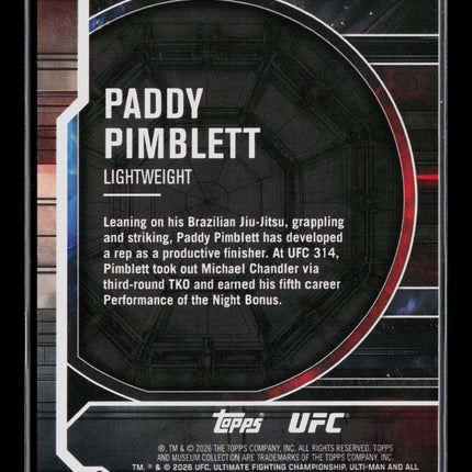 2026 Topps Museum Collection UFC Paddy Pimblett #MC-8 Red 09/25