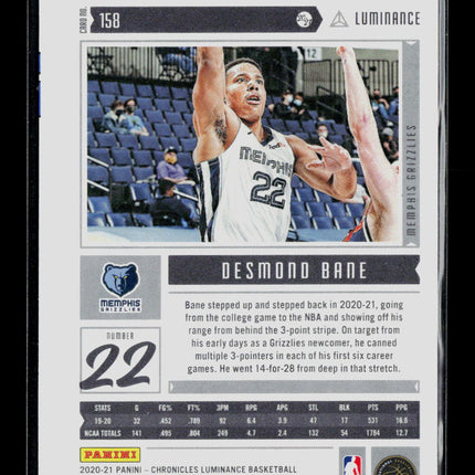 2021 Panini Chronicles Luminance Desmond Bane #158 RC