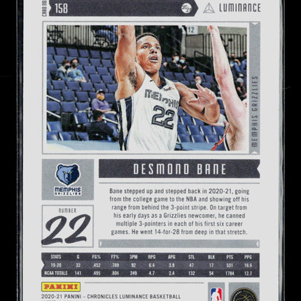 2021 Panini Chronicles Luminance Desmond Bane #158 RC
