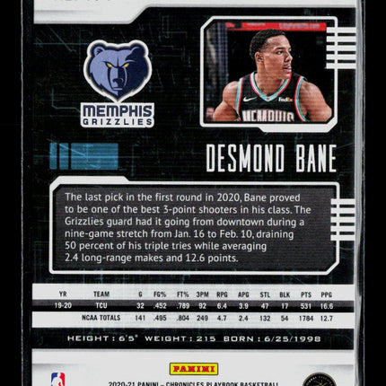 2021 Panini Chronicles Playbook Basketball Desmond Bane #174 RC