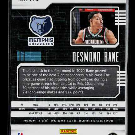2021 Panini Chronicles Playbook Basketball Desmond Bane #174 RC
