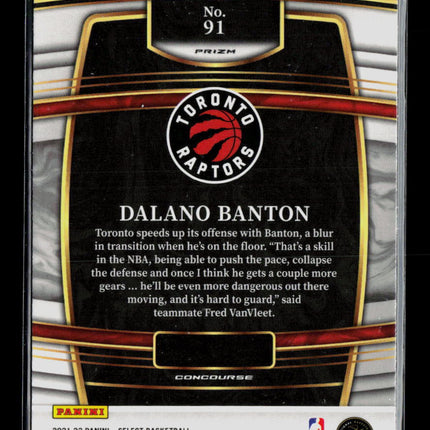 2022 Panini Select Dalano Banton #91 Prizm RC Silver