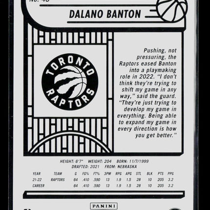 2022 Panini NBA Hoops Dalano Banton #43 Purple