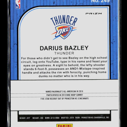 2020 Panini Hoops Premium Stock Darius Bazley #249 RC Silver