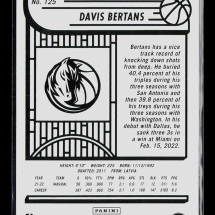 2022 Panini NBA Hoops Davis Bertans #125 Blue
