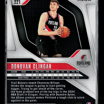 2024 Panini Prizm Donovan Clingan #221 Pink Ice