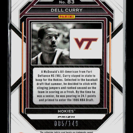 2023 Panini Prizm Draft Picks Dell Curry #83 Purple Ice 085/149