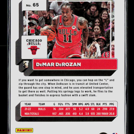 2023 Panini Donruss Optic Basketball DeMar DeRozan #65 Lime Green 074/149
