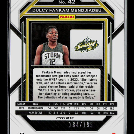 2023 Panini Prizm WNBA Dulcy Fankam Mendjiadeu #42 Red RC 184/199
