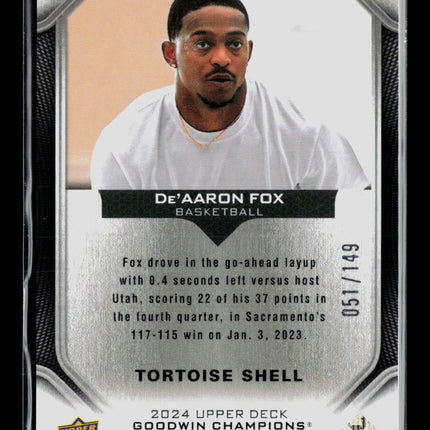 2024 Upper Deck Goodwin Champions De'Aaron Fox #P3 Tortoise Shell 051/149