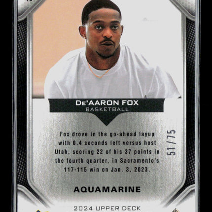 2024 Upper Deck Goodwin Champions De'Aaron Fox #P3 Aquamarine 51/75