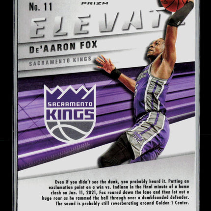 2021 Panini Mosaic Elevate De'Aaron Fox #11 Green