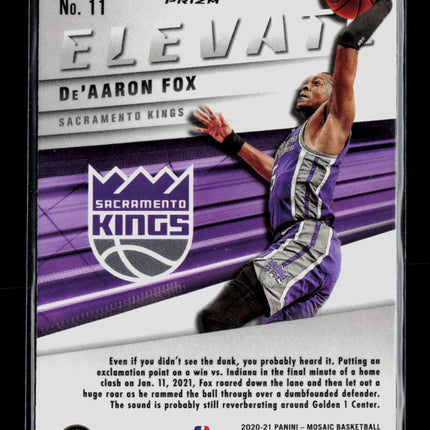 2021 Panini Mosaic Elevate De'Aaron Fox #11 Green