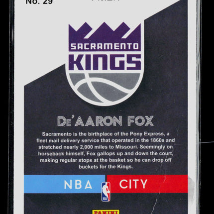 2020 Panini Hoops Premium Stock De'Aaron Fox #29 Blue Prizm