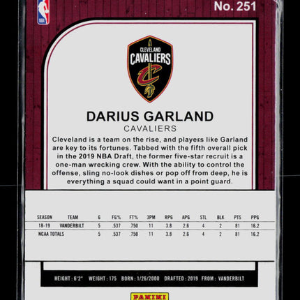 2020 Panini Hoops Premium Stock Basketball Darius Garland #251 RC