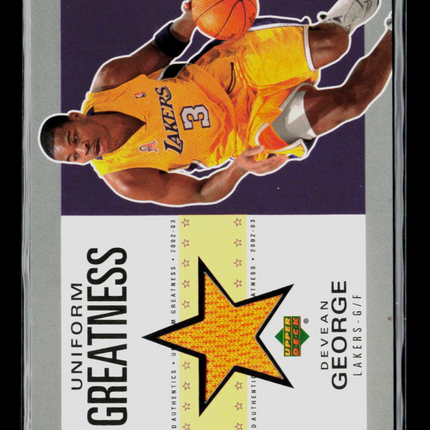 2002 Upper Deck Authentics Uniform Greatness Devean George #DG-U Jersey