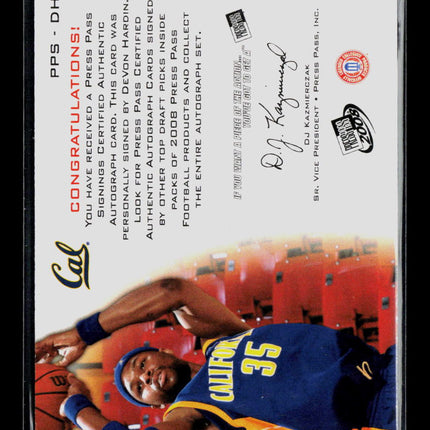 2008 Press Pass Signings Devon Hardin #PPS-DH Auto
