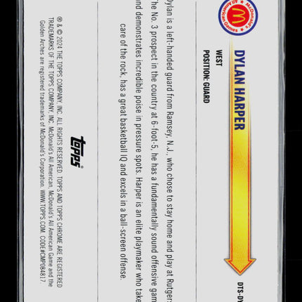 2024 Topps Chrome McDonald's All American Dylan Harper #DTS-DYH Blue Lava