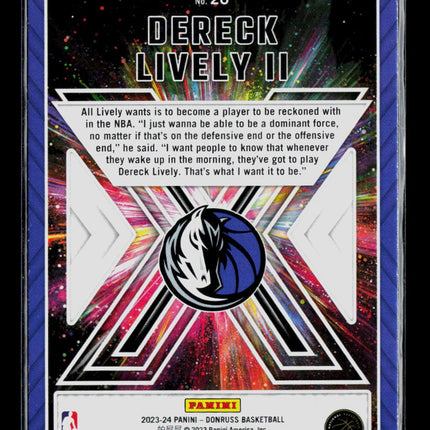 2023 Panini Donruss Great X-Pectations Dereck Lively II #20 RC