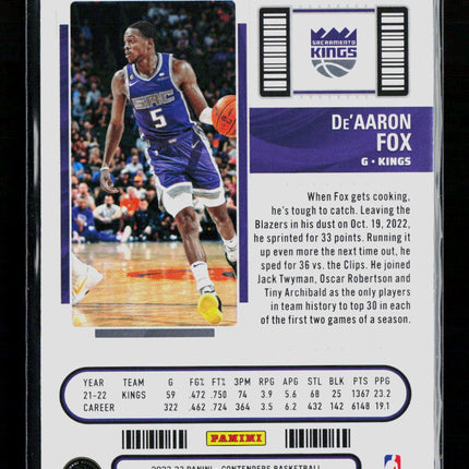 2023 Panini Contenders De'Aaron Fox #56