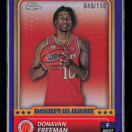 2024 Topps Chrome McDonald's All American Donavan Freeman #87 Purple 040/150