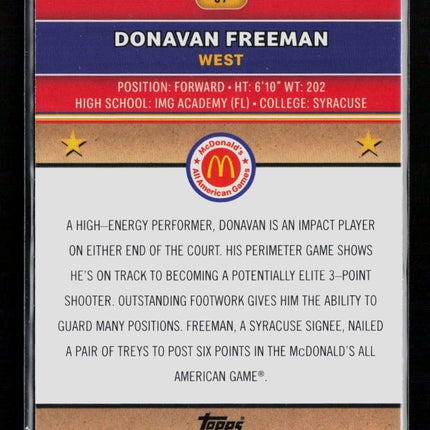 2024 Topps Chrome McDonald's All American Donavan Freeman #87 Purple 040/150