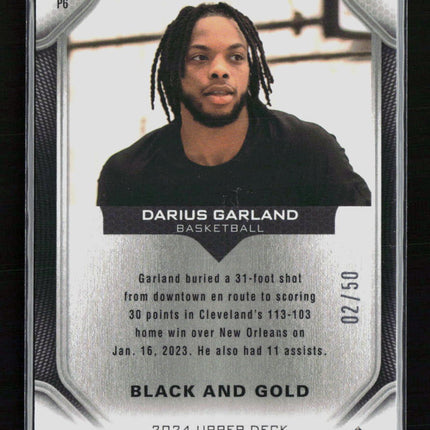 2024 Upper Deck Goodwin Champions Darius Garland #P6 Black and Gold 02/50
