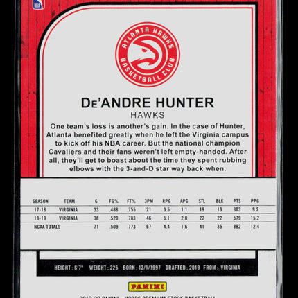 2020 Panini Hoops Premium Stock De'Andre Hunter #202 RC