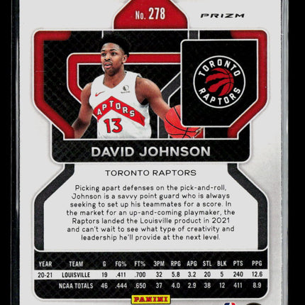 2021 Panini Prizm David Johnson #278 Orange Cracked Ice RC