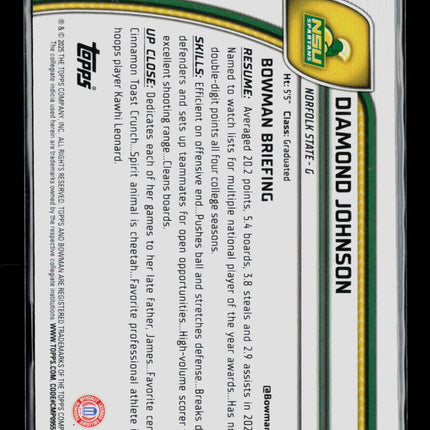 2025 Bowman Chrome University Diamond Johnson #86 Purple