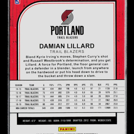 2020 Panini Hoops Premium Stock Damian Lillard #157