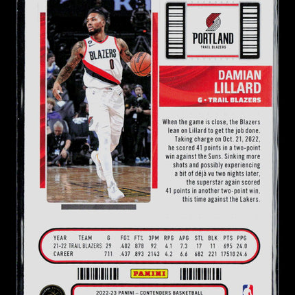 2023 Panini Contenders Basketball Damian Lillard #6