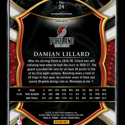 2021 Panini Select Damian Lillard #24 Scope Prizm