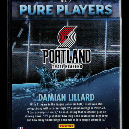2023 Panini Hoops Pure Players Damian Lillard #7