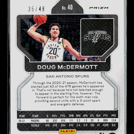 2021 Panini Prizm Doug McDermott #40 Orange 35/49