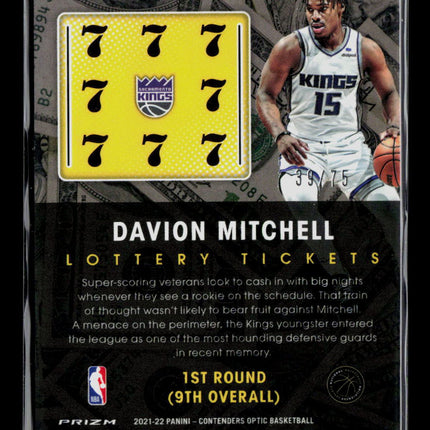 2022 Panini Contenders Optic Davion Mitchell #9 39/75