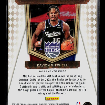 2022 Panini Chronicles Timeless Treasures Davion Mitchell #444 RC 062/149