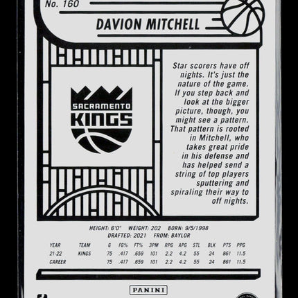 2022 Panini NBA Hoops Davion Mitchell #160 Purple