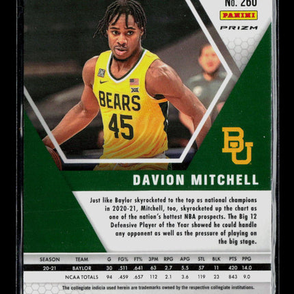 2021 Panini Chronicles Mosaic Draft Picks Davion Mitchell #260 Black RC