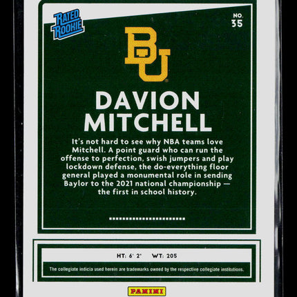 2021 Panini Chronicles Donruss Draft Picks Davion Mitchell #35