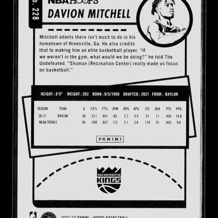 2021 Panini NBA Hoops Davion Mitchell #228 RC