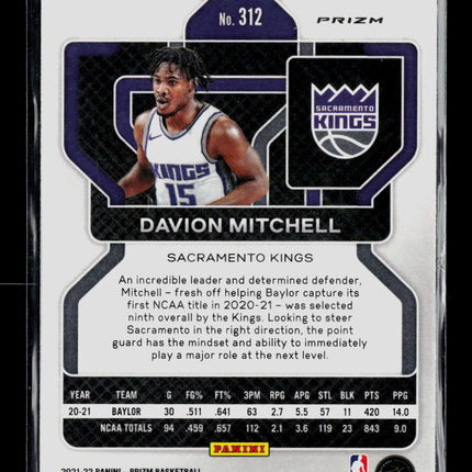 2021 Panini Prizm Basketball Davion Mitchell #312 RC Cracked Ice
